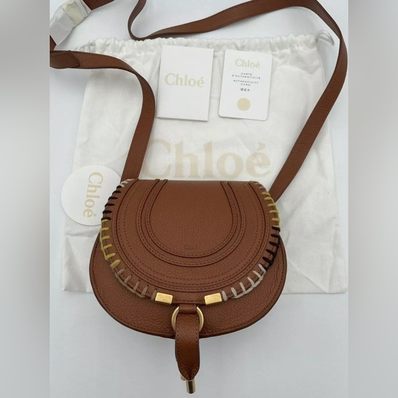 BRAND NEW CHLOE MARCIE CROSSBODY TAN LEATHER BAG PURSE - Picture 6 of 14